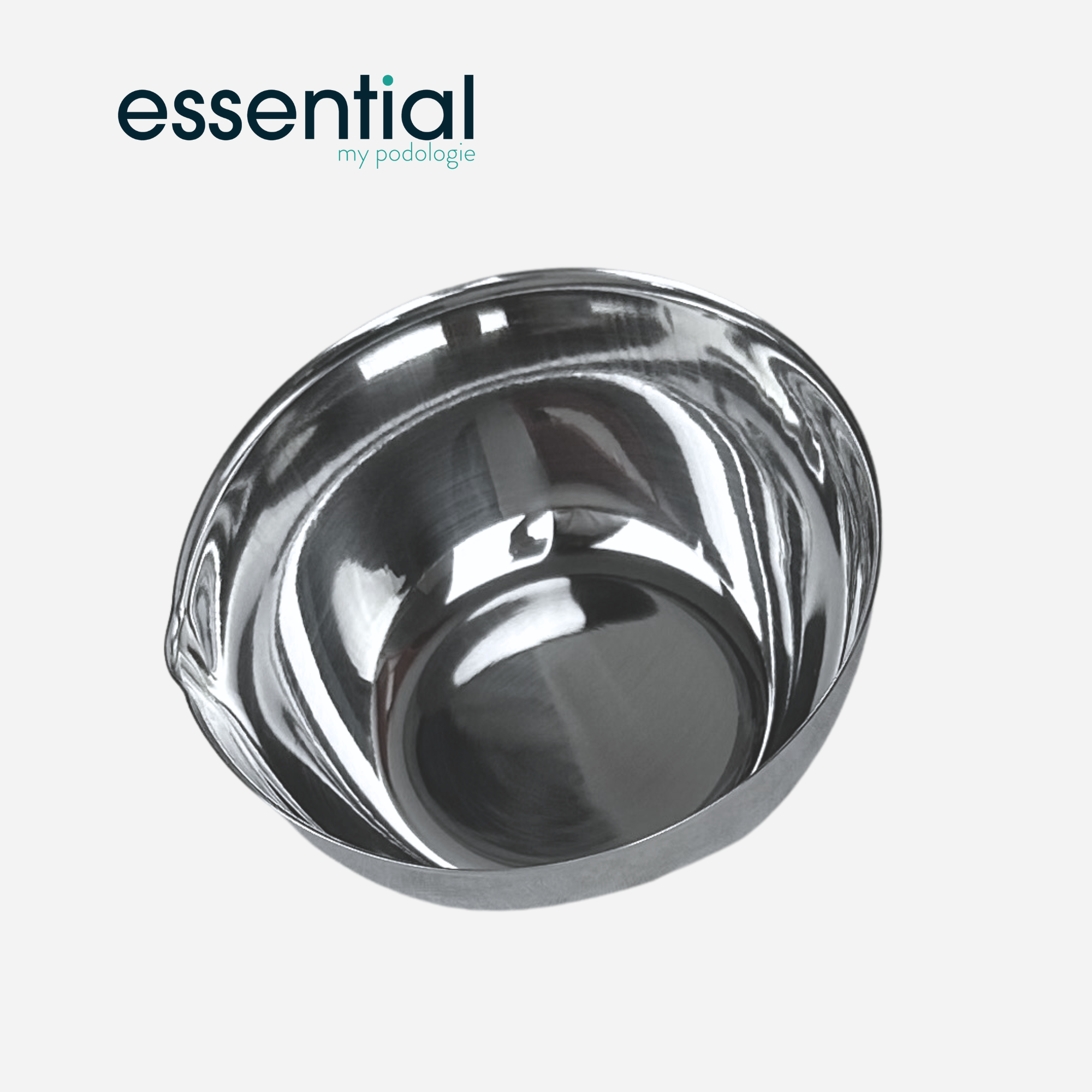 Cupule avec bec et fond plat - Inox - 6 dimensions - Essential by My Podologie Essential